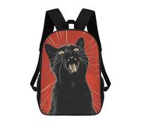 sinyumoney Black Cat Propaganda Backpacks Kids School Backpack School Bag 3D Printed School Bag for Boys Elementary And Middle School Students 17inch