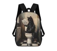 sinyumoney Black Cat Reading Newspaper on Toilet Backpack School Work Business College School for Men, Women & Teenage Boys 17inch