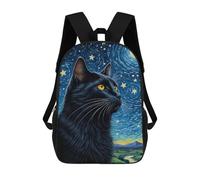 sinyumoney Black Cat Starry Night School Backpack Lightweight Airport College Students Back Pack- Perfect for Travel, Work And Daily Use 17inch