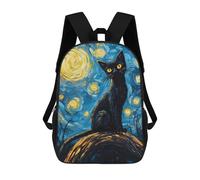 sinyumoney Black Cat Starry Night Sky School Backpack Rucksack Casual Daypacks School Work Travel Bag for Camping Outdoor Adventures And Daily Travel 17inch