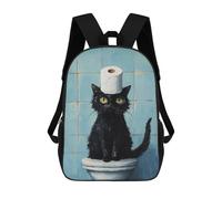 sinyumoney Black Cat Toilet Paper Hat-1 Children's Backpack, Schoolbag Large Capacity Students Bookbag Rucksack Knapsack for Boys Girls Adults Teen 17inch