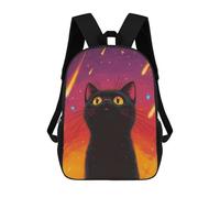 sinyumoney Black Cat Under Shooting Stars Children's Backpacks School 3D Printed Bag Bookbag for Kids Travel Rucksacks Boy Girl Book Bags Kids School Bag 17inch