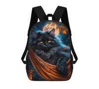 sinyumoney Black Cat Under The Moon Ronaldo Backpack, Children's Backpack, Student School Bag, Book Bag, 3D Printed School Bag For Boys And Girls, 17inch