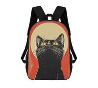 sinyumoney Black Cat Vintage Portrait Backpacks Kids Student Schoolbag 3D Printed Backpacks Elementary And Middle School Students Backpacks for Boys Girls 17inch