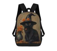 sinyumoney Black Cat Witch School Backpack Secondary Causal Travel High School Bags for Teenage Girls Boys Women Men 17inch
