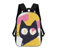 sinyumoney Black Cat with Big Eyes Abstract Children's School Backpack 3D Printed for Kids Travel Rucksacks Book Bags Kids School Bag 17inch