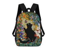 sinyumoney Black Cat with Butterfly in Garden Backpack School Lightweight Airport College Students Back Pack for Girl, Teen Girls 17inch