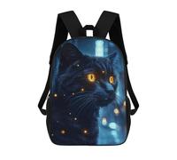 sinyumoney Black Cat with Glowing Eyes 17 Inch Backpack School Bag Rucksack for Girls Boys Large Capacity Kids Back Pack Lightweight School Bags for Children Students