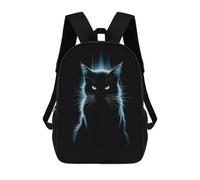 sinyumoney Black Cat with Glowing Eyes Children's School Backpack 3D Printed for Kids Travel Rucksacks Book Bags for Boys Elementary School Students 17inch