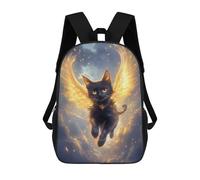 sinyumoney Black Cat with Golden Wings Black Cat Backpacks Kids School Backpack School Bag 3D Printed School Bag for Boys Elementary And Middle School Students 17inch