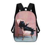 sinyumoney Black Cat with Martini in Pink Chair Rucksack Secondary Causal Travel High School Bags for Boys/Girls/Teenagers 17inch