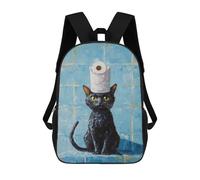 sinyumoney Black Cat with Toilet Paper Hat-1 Backpack School Bag Computer Rucksack for School/Work/Travel for Camping Outdoor Adventures And Daily Travel 17inch