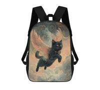 sinyumoney Black Cat with Wings Fantasy Cat Tribute Backpack School Bag Travel College Rucksack Backpacks for Boys/Girls/Teenagers 17inch