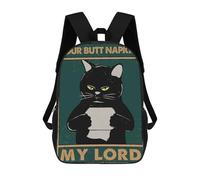 sinyumoney Black Cat Your Butt Napkin Backpack, Children's Backpack, Student School Bag Bookbag Rucksack, 3D Printed School Bag for Boys Girls 17inch