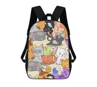 sinyumoney Black Cats Cute Rainbow Backpack School Bag Lightweight Schoolbag Dayback Bookbag College for Girl, Teen Girls 17inch