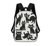 sinyumoney Black Cats Illustration Children's 17 Inch School Backpack 3D Printed Casual Daypacks for Kids Travel Rucksacks Book Bags Kids School Bag