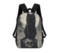 sinyumoney Black Cats Skull Thrones Rucksacks 3D Printed Children Backpacks Fashion Casual Daypack Cute Travel Bags Outdoor Casual Daypack for Boy And Girl 17inch