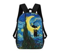 sinyumoney Black Cats Starry Night School Backpack Water Resistant Computer Rucksack- Perfect for Travel, Work And Daily Use 17inch