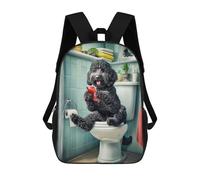 sinyumoney Black Cockapoo Bathroom Rucksacks 3D Printed Children Backpacks Fashion Casual Daypack Cute Travel Bags Outdoor Casual Daypack for Boy And Girl 17inch