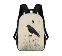 sinyumoney Black Crow And Butterflies Kids School Backpack School Bag 3D Printed School Bag for Boys Elementary And Middle School Students 17inch