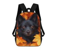 sinyumoney Black Dog Portrait in Autumn Leaves Backpack School Fashion Stationery Backpack Waterproof Casual Daypacks for Campus Outdoor Travel Sports 17inch