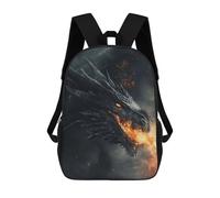sinyumoney Black Fire Dragon 3D Printed Children's School Backpack for Kids High Capacity Travel Rucksacks Book Bags Kids School Bag Back Pack 17inch