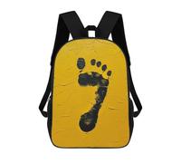 sinyumoney Black Footprint on Yellow Textured Background Backpack School Water Resistant Travel Backpack Computer Bag for School/Work/Travel 17inch