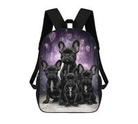 sinyumoney Black French Bulldogs with Hearts Backpack School Bag Large Lightweight Casual Backpack for Campus Outdoor Travel Sports 17inch