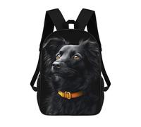 sinyumoney Black & Gold Border Collie Backpack School Lightweight Schoolbag Dayback Bookbag College for Men/Women 17inch