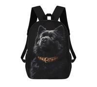 sinyumoney Black & Gold Chow-Chow 3D Printed 17 Inch School Backpack Children's Backpacks 3D Printed Cool Knapsack for Boys Elementary And Middle
