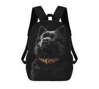 sinyumoney Black & Gold Chow-Chow Backpack 3D Printed Children's School Backpack for Kids High Capacity Travel Rucksacks Book Bags Kids School Bag Back Pack 17inch