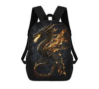 sinyumoney Black Gold Dragon Backpacks Kids School Backpack School Bag 3D Printed Fashion School Bags for Boys Elementary And Middle School Students 17inch