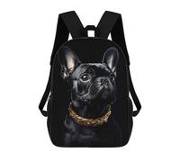 sinyumoney Black & Gold French Bulldog Rucksack Water Resistant Travel Backpack Computer Bag for School/Work/Travel 17inch