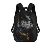 sinyumoney Black & Gold Husky Backpack 3D Printed Kids School Backpack High Capacity Travel Backpacks Book Bags Kids Backpack 17inch