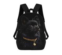 sinyumoney Black & Gold Pomeranian 17 Inch Backpack School Bag Rucksack for Girls Boys Large Capacity Kids Back Pack Lightweight School Bags for Children Students