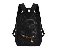 sinyumoney Black & Gold Pomeranian Backpack School Bag Water Resistant Computer Rucksack for Campus Outdoor Travel Sports 17inch