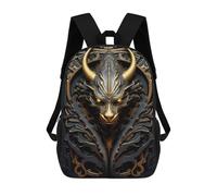 sinyumoney Black Golden Dragon Lord 3D Printed 17 Inch School Backpack Casual Children's Backpacks 3D Printed for Boys Elementary And Middle