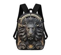 sinyumoney Black Golden Lion Art Deco School Bags School Secondary High School College Backpack Travel for Girl, Teen Girls 17inch