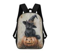 sinyumoney Black Halloween Kitten Backpack School Lightweight Schoolbag Dayback Bookbag College for Men, Women & Teenage Boys 17inch