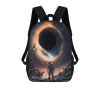 sinyumoney Black Hole's Edge Astronaut's Journey Fashion Student School Backpack Suitable for Boys Girls Kids Casual Outdoor Travel Essential Daypack 17inch