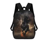 sinyumoney Black Horse Galloping Backpack School Computer Rucksack for School/Work/Travel for Girls Boys Teenage 17inch