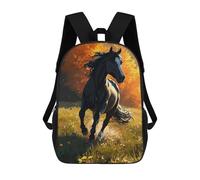 sinyumoney Black Horse Galloping in Autumn Meadow Backpacks Kids School Backpack School Bag 3D Printed School Bag for Boys Elementary And Middle School Students 17inch