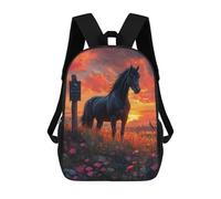 sinyumoney Black Horse Sunset School Bags Water Resistant Travel Backpack Computer Bag for School/Work/Travel 17inch