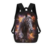 sinyumoney Black Horse with Colorful Splashes Rucksack Fashion Stationery Backpack Waterproof Casual Daypacks for Teenage Girls Boys Women Men 17inch
