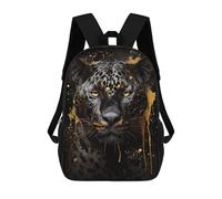 sinyumoney Black Jaguar in Golden Ink Backpack School Fashion Stationery Backpack Waterproof Casual Daypacks for Boys/Girls/Teenagers 17inch