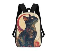 sinyumoney Black Japanese Cute Cat School Bags Water Resistant Travel Backpack Computer Bag for School/Work/Travel 17inch