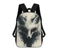 sinyumoney Black Kitsune Fox Painting School Backpack Lightweight Casual Daypack School Backpacks for Boys/Girls/Teenagers 17inch