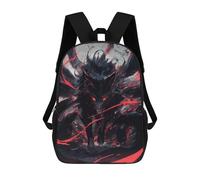 sinyumoney Black Kitsune Power Backpack Kids School Backpack School Bag 3D Printed Fashion School Bag for Boys Elementary And Middle School Student 17inch