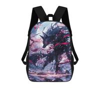 sinyumoney Black Kitsune Sakura Backpack School Bag Rucksack for Girls Boys Backpacks Large Capacity Kids Back Pack Lightweight School Bags for Children Students 17inch