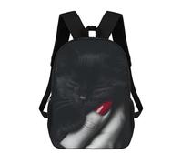 sinyumoney Black Kitten in Hand Rucksacks 3D Printed Children Backpacks Fashion Casual Daypack Cute Travel Bags Outdoor Casual Daypack for Boy And Girl 17inch
